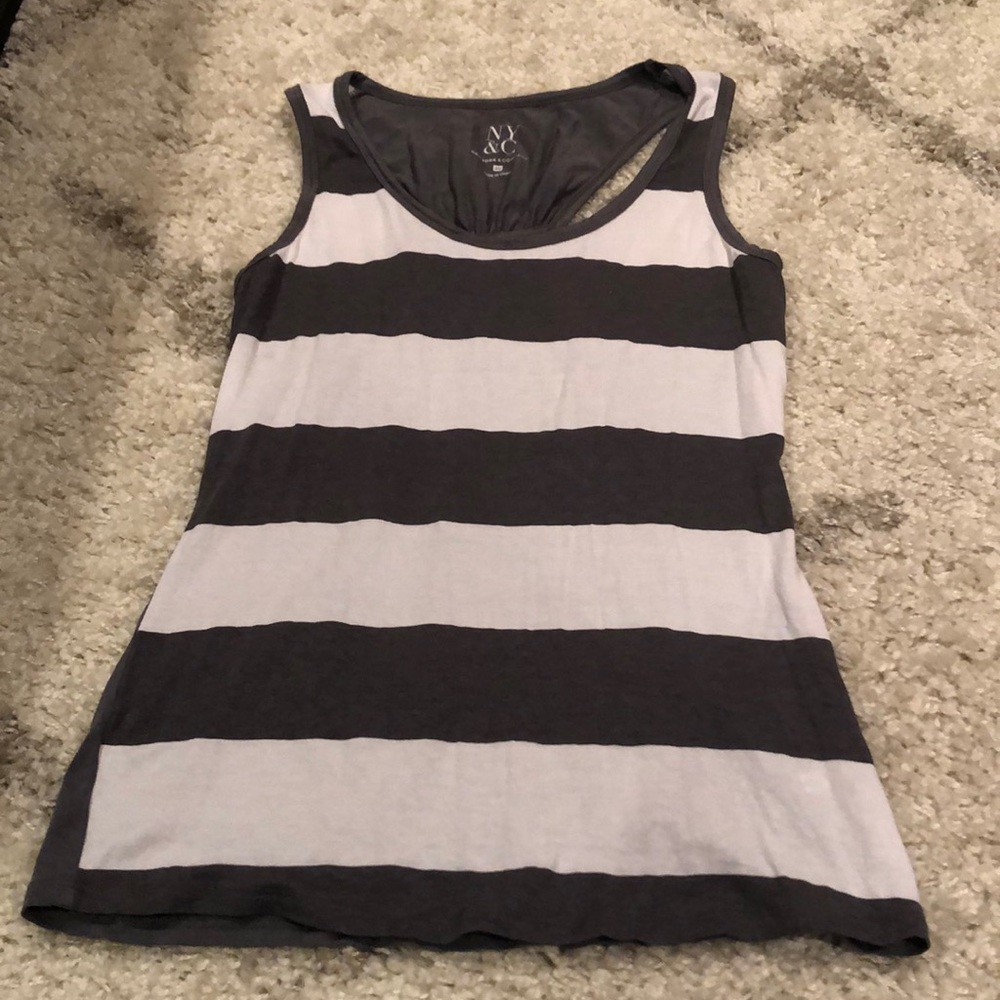New York & Company grey and white striped tank